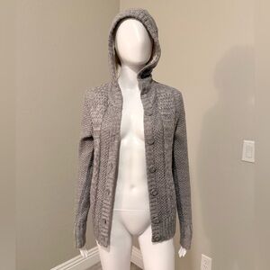 Glam Gray Hooded Cardigan Sweater